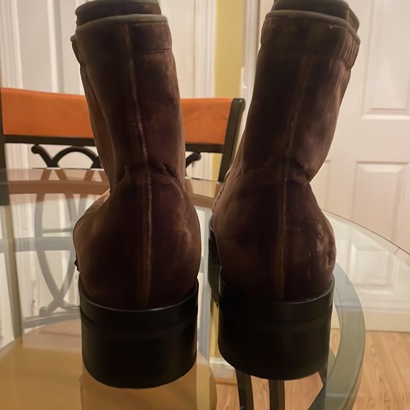 FINAL SALE‼️Alexander McQueen Velvet Zip Biker Boots Brown size 10.5 Women - Picture 4 of 9